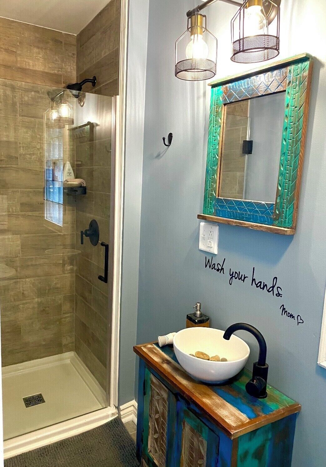 Bathtub, hair dryer, towels, soap