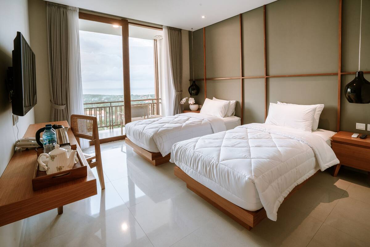 ห้องดีลักซ์ดับเบิลหรือทวิน, วิวภูเขา | ผ้าม่านกันแสง, ห้องเก็บเสียง, Wi-Fi ฟรี, ผ้าปูที่นอน