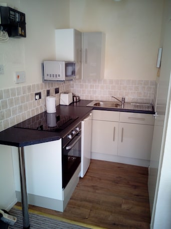 Apartment | Private kitchen | Fridge, microwave, oven, stovetop