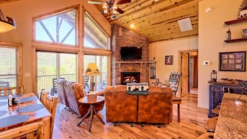 Smart TV, fireplace, DVD player, video library