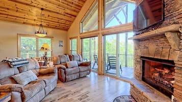 Smart TV, fireplace, DVD player, video library