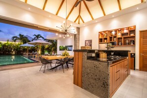 Villa, 4 Bedrooms, Smoking, Private Pool | Private kitchen | Microwave, coffee/tea maker, cookware/dishes/utensils