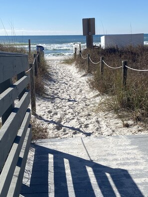 Beach nearby, sun loungers
