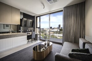Majestic Spa Suite | Living area | 55-inch Smart TV with digital channels, TV, streaming services - Majestic M Suites (North Adelaide)