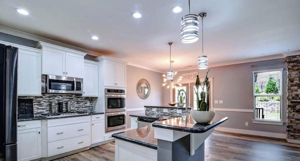 Fridge, microwave, oven, stovetop - Reluxme | 4BR Home w/Backyard Near Carowinds (Charlotte)