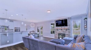 TV, fireplace, video games - Reluxme | 4BR Home w/Backyard Near Carowinds (Charlotte)