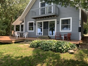 Outdoor dining - Waterfront vacation home on Garrett Bay with private dock (summer season) (Ellison Bay)