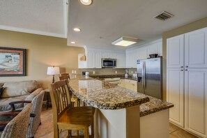 Fridge, microwave, oven, stovetop - Tropical-Inspired Gulf-Front Condo | Private Balcony, Stunning Views & Free Activities (Panama City Beach)