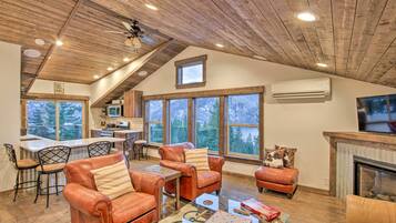 TV, fireplace, video games, books