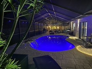Piscine extérieure, piscine chauffée
