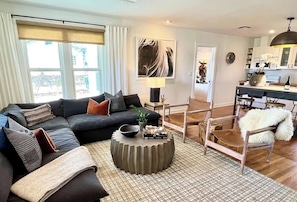 Smart TV, fireplace, foosball, table tennis