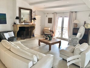 TV, fireplace, DVD player, books