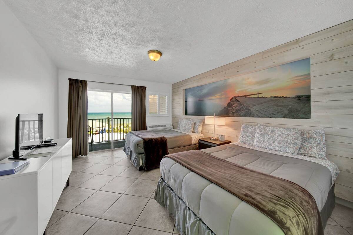 Standard Double Room, 2 Double Beds, Ocean View | Laptop workspace, blackout drapes, iron/ironing board, WiFi (free)