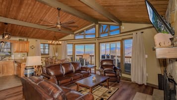 Smart TV, fireplace, video games, foosball