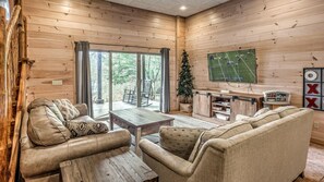 TV, fireplace, video games, DVD player