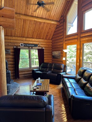 Smart TV, fireplace, video games, DVD player