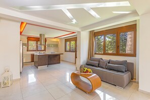 Smart TV, fireplace, table tennis