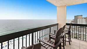 A balcony with a view of the beach and ocean. - SunDestin Resort Unit 1512 (Destin)