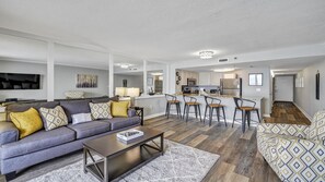 Flat-screen TV, DVD player