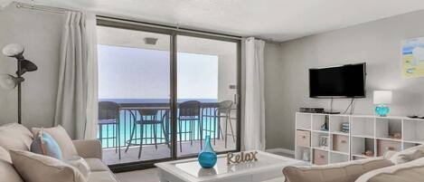 Flat-screen TV, DVD player