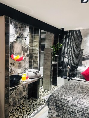 Studio confort Cuenca | 1 kamar tidur, didekorasi berbeda-beda, dan seprai linen