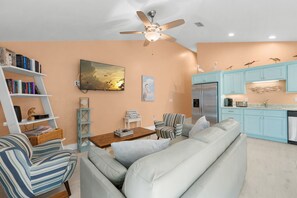 Smart TV, DVD player, books