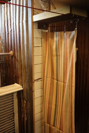 Shower, hair dryer, towels, soap - Folk Art Tower Guesthouse & Gallery - Pvt Bedroom (Opelousas)