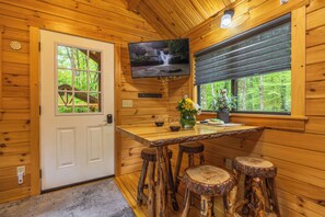Dining - Secluded Log Cabin with Premium Hot Tub under Gazebo (Logan)