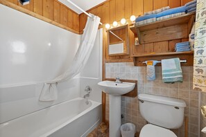 Bathtub, hair dryer