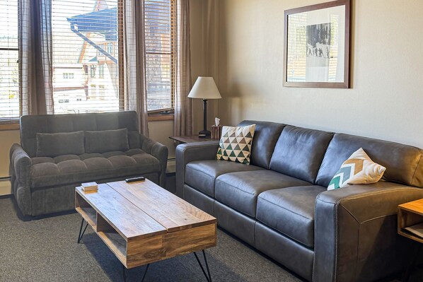 Televisie, een open haard en boeken
