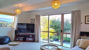 Smart TV, DVD player, books, music library