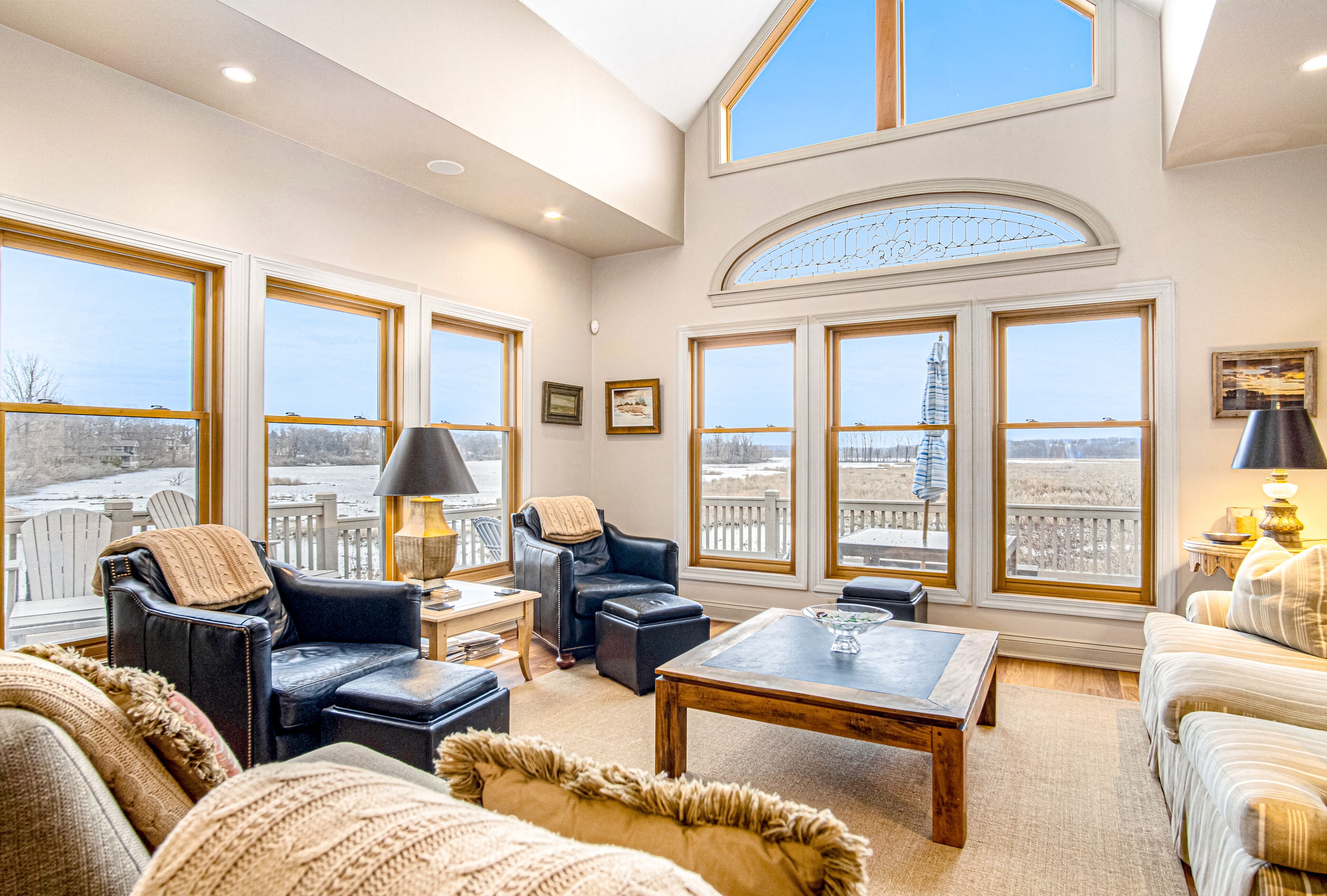 Birder's Home on the Galien River Preserve w/ Huge Deck, Fireplaces & Great View