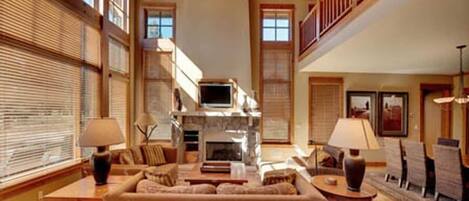 TV, fireplace