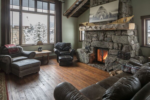 TV, fireplace, table football
