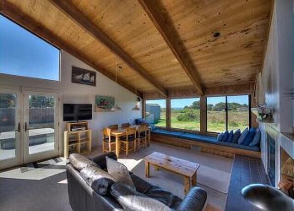 Smart TV, chimenea y reproductor de DVD 