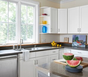 Fridge, microwave, oven, stovetop - Stunning Waterfront Home, long pier, pool, featured in Conde Nast Traveler (Rock Hall)