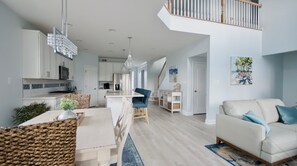 Smart TV, fireplace, DVD player, books