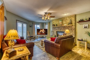 Family House, 3 Bedrooms, Non Smoking, Mountain View | Living area | Flat-screen TV, foosball - Tree Tops by HoneyBear Cabins (Gatlinburg)