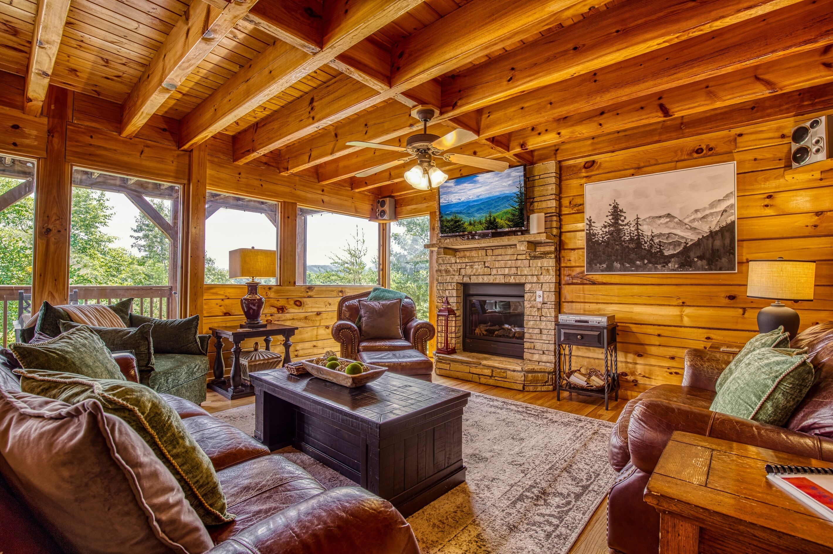 Smart TV, fireplace, video games, table football