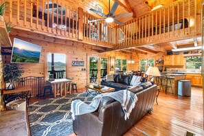 Smart TV, fireplace, video games, DVD player