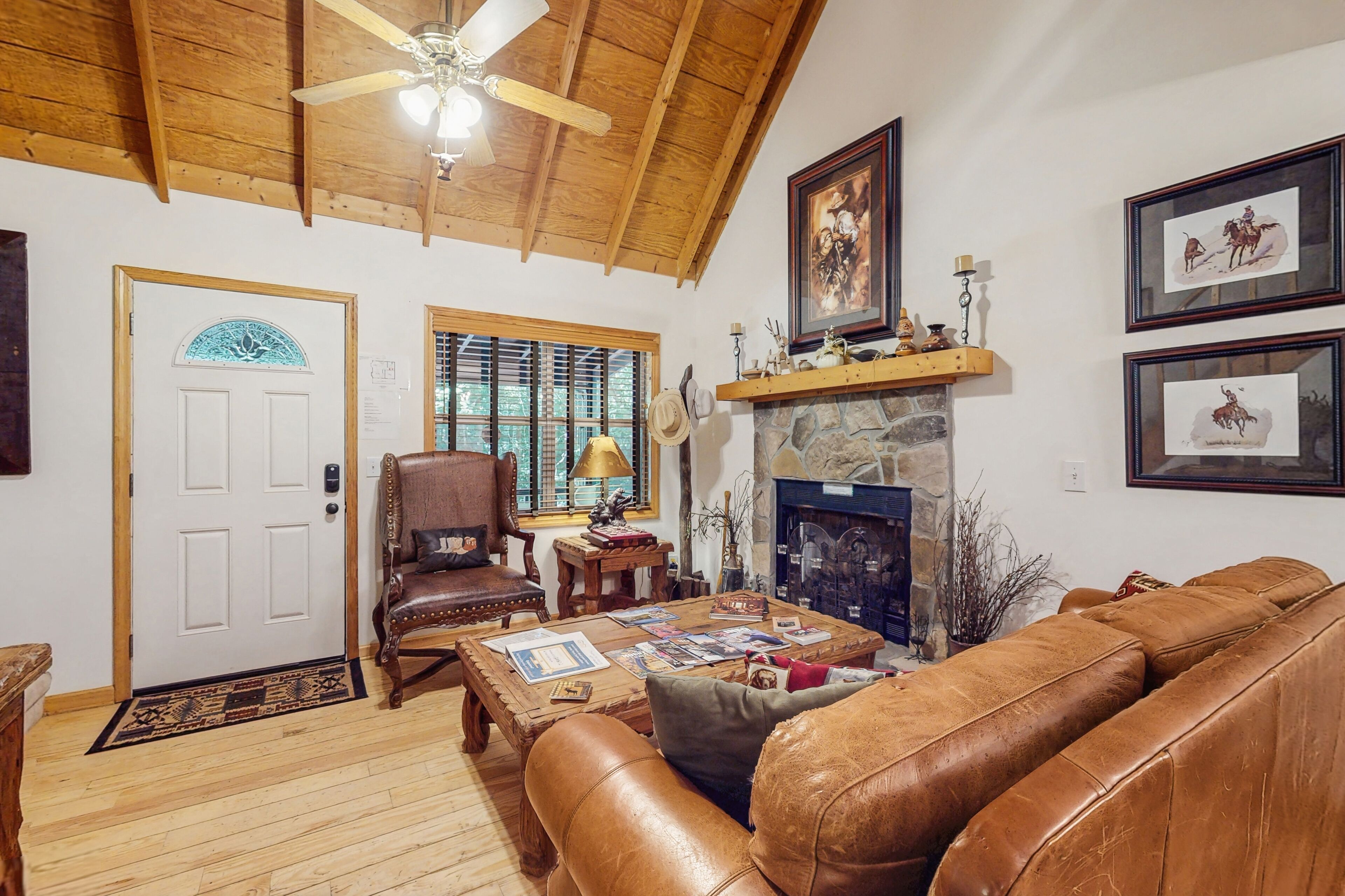 電視、壁爐、DVD 播放機、影像庫