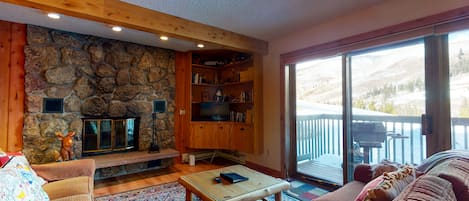 TV, fireplace, DVD player, stereo