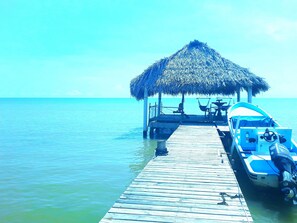 On the beach, sun loungers, beach towels