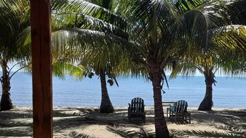 Plage, chaises longues, serviettes de plage