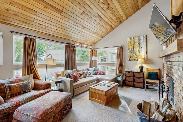 TV, fireplace, DVD player, stereo