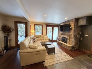 TV, fireplace, DVD player, video library