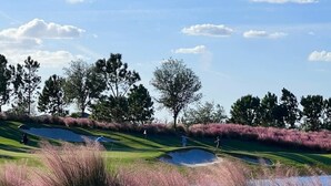 A golf course with bunkers, trees, and a clear sky. - Lakewood National Golf and Resort,  3 Bed Condo -Unlimited Golf! (Lakewood Ranch)
