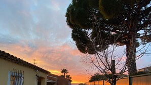 A paved pathway leading to a building with a tiled roof and a metal fence. - Villa Avec VUE Exceptionnelle Dans UN Ecrin DE Verdure (Cagnes-sur-Mer)