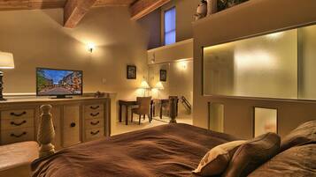 1 bedroom, desk, iron/ironing board, travel crib