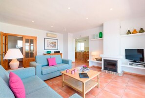 Televisión y chimenea 